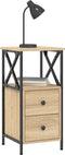 vidaXL - Nachtkastje - 34x35,5x70 - cm - bewerkt - hout - sonoma - eikenkleurig