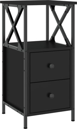 vidaXL - Nachtkastje - 34x35,5x70 - cm - bewerkt - hout - zwart