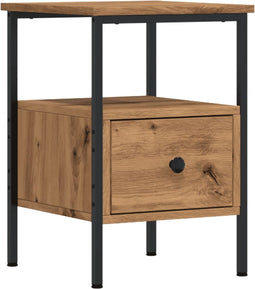 vidaXL - Nachtkastje - 34x36x50 - cm - bewerkt - hout - artisanaal - eikenkleurig