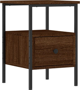 vidaXL - Nachtkastje - 34x36x50 - cm - bewerkt - hout - bruin - eikenkleur