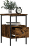 vidaXL - Nachtkastje - 34x36x50 - cm - bewerkt - hout - gerookt - eikenkleurig