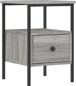 vidaXL - Nachtkastje - 34x36x50 - cm - bewerkt - hout - grijs - sonoma - eikenkleurig