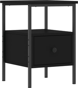 vidaXL - Nachtkastje - 34x36x50 - cm - bewerkt - hout - zwart