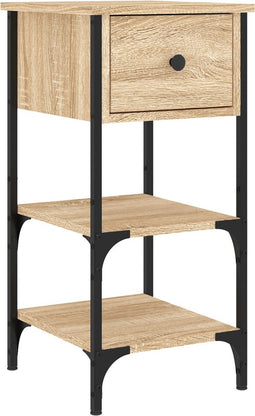 vidaXL - Nachtkastje - 34x36x70 - cm - bewerkt - hout - sonoma - eikenkleurig