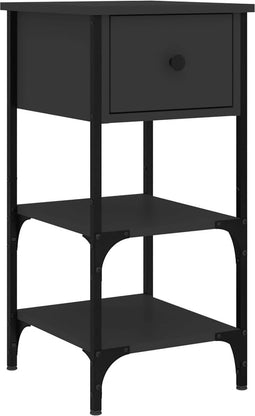 vidaXL - Nachtkastje - 34x36x70 - cm - bewerkt - hout - zwart