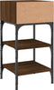vidaXL - Nachtkastje - 35x34,5x70 - cm - bewerkt - hout - bruin - eikenkleurig