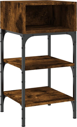 vidaXL - Nachtkastje - 35x34,5x70 - cm - bewerkt - hout - gerookt - eikenkleurig
