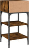 vidaXL - Nachtkastje - 35x34,5x70 - cm - bewerkt - hout - gerookt - eikenkleurig