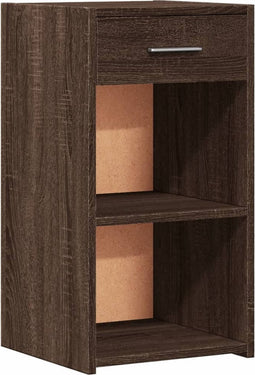 vidaXL - Nachtkastje - 35x34x65 - cm - bewerkt - hout - bruin - eikenkleurig