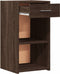 vidaXL - Nachtkastje - 35x34x65 - cm - bewerkt - hout - bruin - eikenkleurig