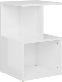 vidaXL - Nachtkastje - 35x35x55 - cm - bewerkt - hout - hoogglans - wit