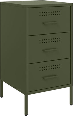 vidaXL - Nachtkastje - 36x39x68 - cm - staal - olijfgroen