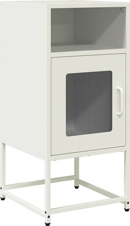 vidaXL - Nachtkastje - 36x39x78 - cm - koudgewalst - staal - wit