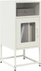 vidaXL - Nachtkastje - 36x39x78 - cm - koudgewalst - staal - wit