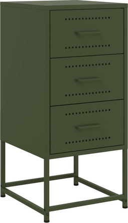 vidaXL - Nachtkastje - 36x39x78 - cm - staal - olijfgroen