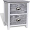 vidaXL - Nachtkastje - 38x28x45 - cm - paulowniahout - grijs - en - wit