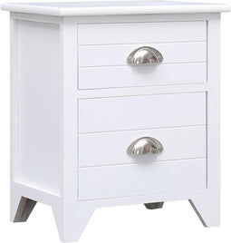 vidaXL - Nachtkastje - 38x28x45 - cm - paulowniahout - wit