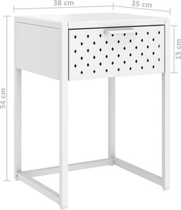 vidaXL - Nachtkastje - 38x35x54 - cm - staal - wit