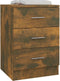 vidaXL - Nachtkastje - 38x35x56 - cm - bewerkt - hout - gerookt - eikenkleurig