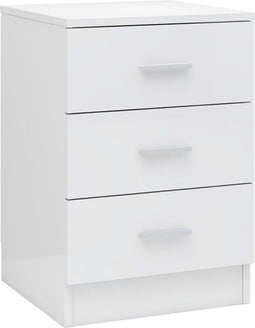 vidaXL - Nachtkastje - 38x35x56 - cm - bewerkt - hout - hoogglans - wit