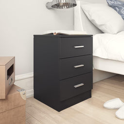 vidaXL - Nachtkastje - 38x35x56 - cm - bewerkt - hout - zwart