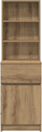 vidaXL - Nachtkastje - 39x35x125 - cm - bewerkt - hout - artisanaal - eikenkleur