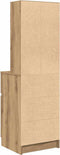 vidaXL - Nachtkastje - 39x35x125 - cm - bewerkt - hout - artisanaal - eikenkleur
