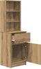 vidaXL - Nachtkastje - 39x35x125 - cm - bewerkt - hout - artisanaal - eikenkleur