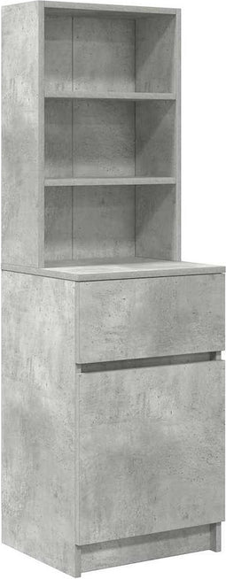 vidaXL - Nachtkastje - 39x35x125 - cm - bewerkt - hout - betongrijs