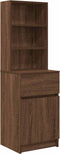 vidaXL - Nachtkastje - 39x35x125 - cm - bewerkt - hout - bruin - eikenkleurig