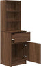 vidaXL - Nachtkastje - 39x35x125 - cm - bewerkt - hout - bruin - eikenkleurig