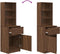 vidaXL - Nachtkastje - 39x35x125 - cm - bewerkt - hout - bruin - eikenkleurig