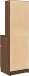 vidaXL - Nachtkastje - 39x35x125 - cm - bewerkt - hout - bruin - eikenkleurig