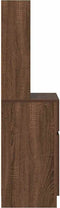 vidaXL - Nachtkastje - 39x35x125 - cm - bewerkt - hout - bruin - eikenkleurig