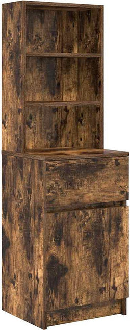 vidaXL - Nachtkastje - 39x35x125 - cm - bewerkt - hout - gerookt - eikenkleurig