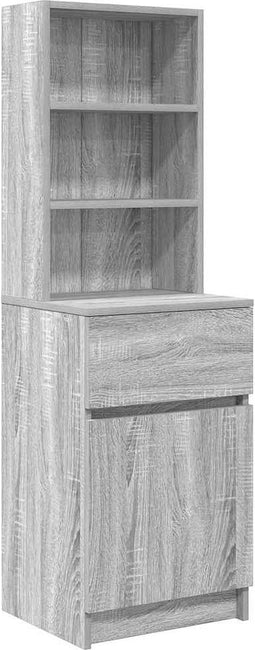 vidaXL - Nachtkastje - 39x35x125 - cm - bewerkt - hout - grijs - sonoma - eikenkleurig