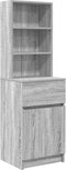 vidaXL - Nachtkastje - 39x35x125 - cm - bewerkt - hout - grijs - sonoma - eikenkleurig
