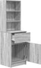 vidaXL - Nachtkastje - 39x35x125 - cm - bewerkt - hout - grijs - sonoma - eikenkleurig