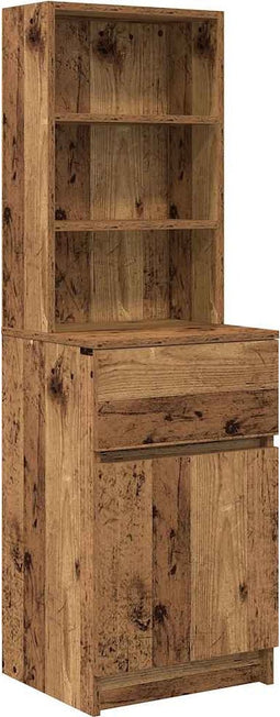 vidaXL - Nachtkastje - 39x35x125 - cm - bewerkt - hout - oud - houtkleurig