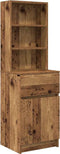 vidaXL - Nachtkastje - 39x35x125 - cm - bewerkt - hout - oud - houtkleurig