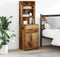 vidaXL - Nachtkastje - 39x35x125 - cm - bewerkt - hout - oud - houtkleurig