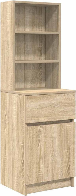 vidaXL - Nachtkastje - 39x35x125 - cm - bewerkt - hout - sonoma - eikenkleurig