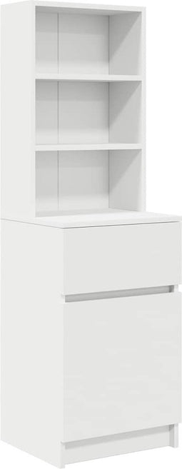 vidaXL - Nachtkastje - 39x35x125 - cm - bewerkt - hout - wit