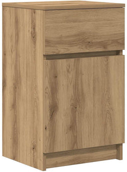 vidaXL - Nachtkastje - 39x35x65 - cm - bewerkt - hout - artisanaal - eikenkleur