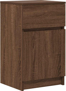vidaXL - Nachtkastje - 39x35x65 - cm - bewerkt - hout - bruin - eikenkleur