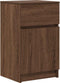 vidaXL - Nachtkastje - 39x35x65 - cm - bewerkt - hout - bruin - eikenkleur