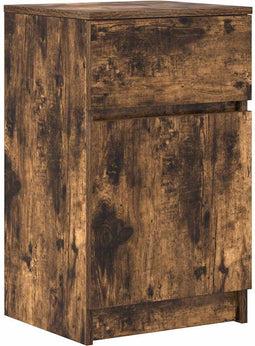 vidaXL - Nachtkastje - 39x35x65 - cm - bewerkt - hout - gerookt - eikenkleurig