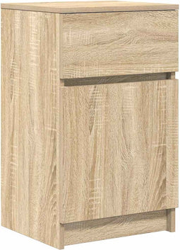 vidaXL - Nachtkastje - 39x35x65 - cm - bewerkt - hout - sonoma - eikenkleurig