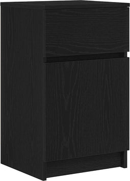 vidaXL - Nachtkastje - 39x35x65 - cm - bewerkt - hout - zwart