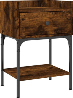 vidaXL - Nachtkastje - 40,5x31x60 - cm - bewerkt - hout - gerookt - eikenkleurig